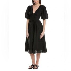 NWT FARM Rio Black Puff Sleeve Dress // Size XL